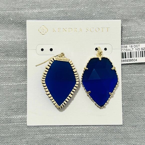 New Kendra Scott Corley Gold Earrings in Cobalt Slate - Picture 6 of 9